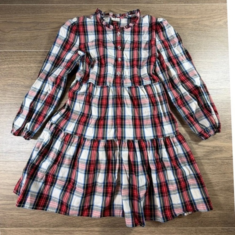 Crewcuts Girls Tartan Plaid Tiered Long Sleeve Dress 10 Holiday Christmas Preppy